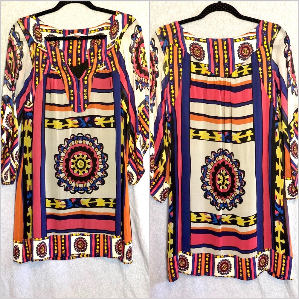 Diane von Furstenburg colored silk tunic dress